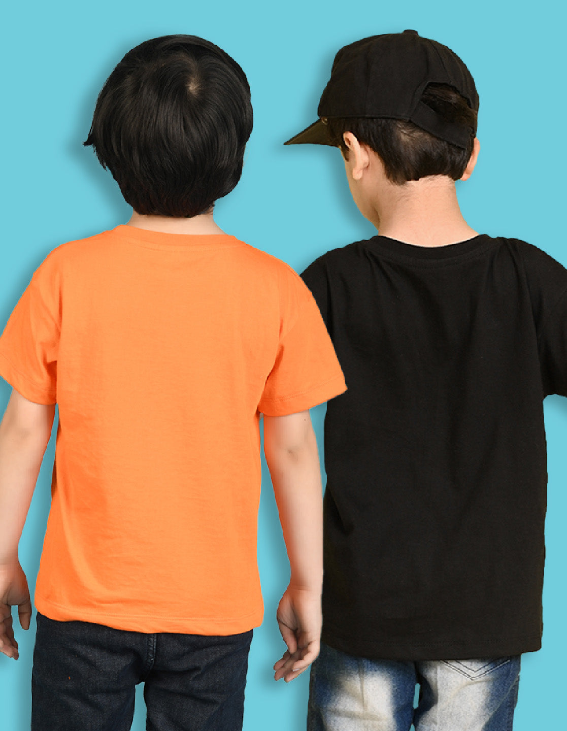 Nusyl Boys Orange & Black Solid Oversized T-Shirt - Pack of 2