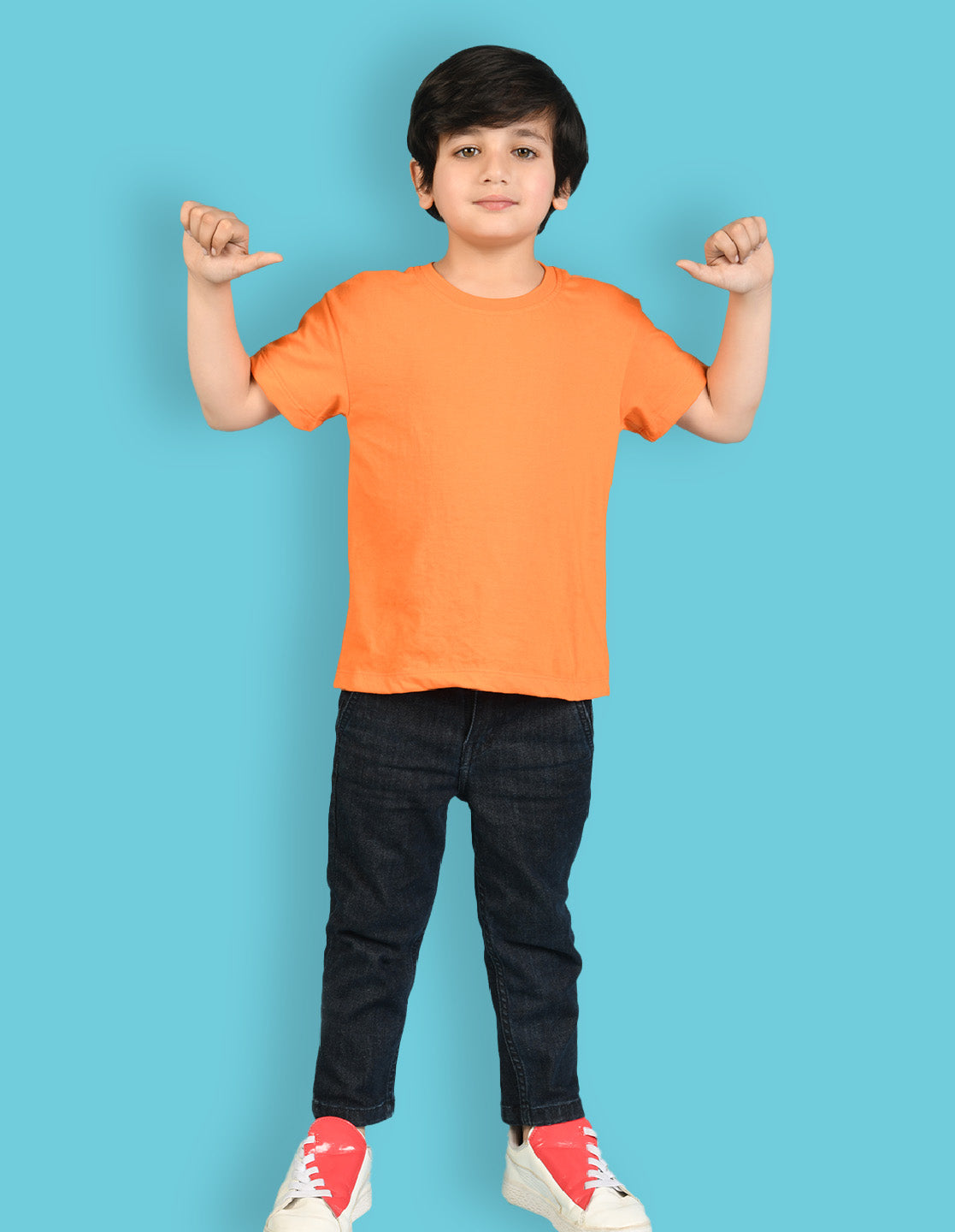Nusyl Boys Orange & Black Solid Oversized T-Shirt - Pack of 2