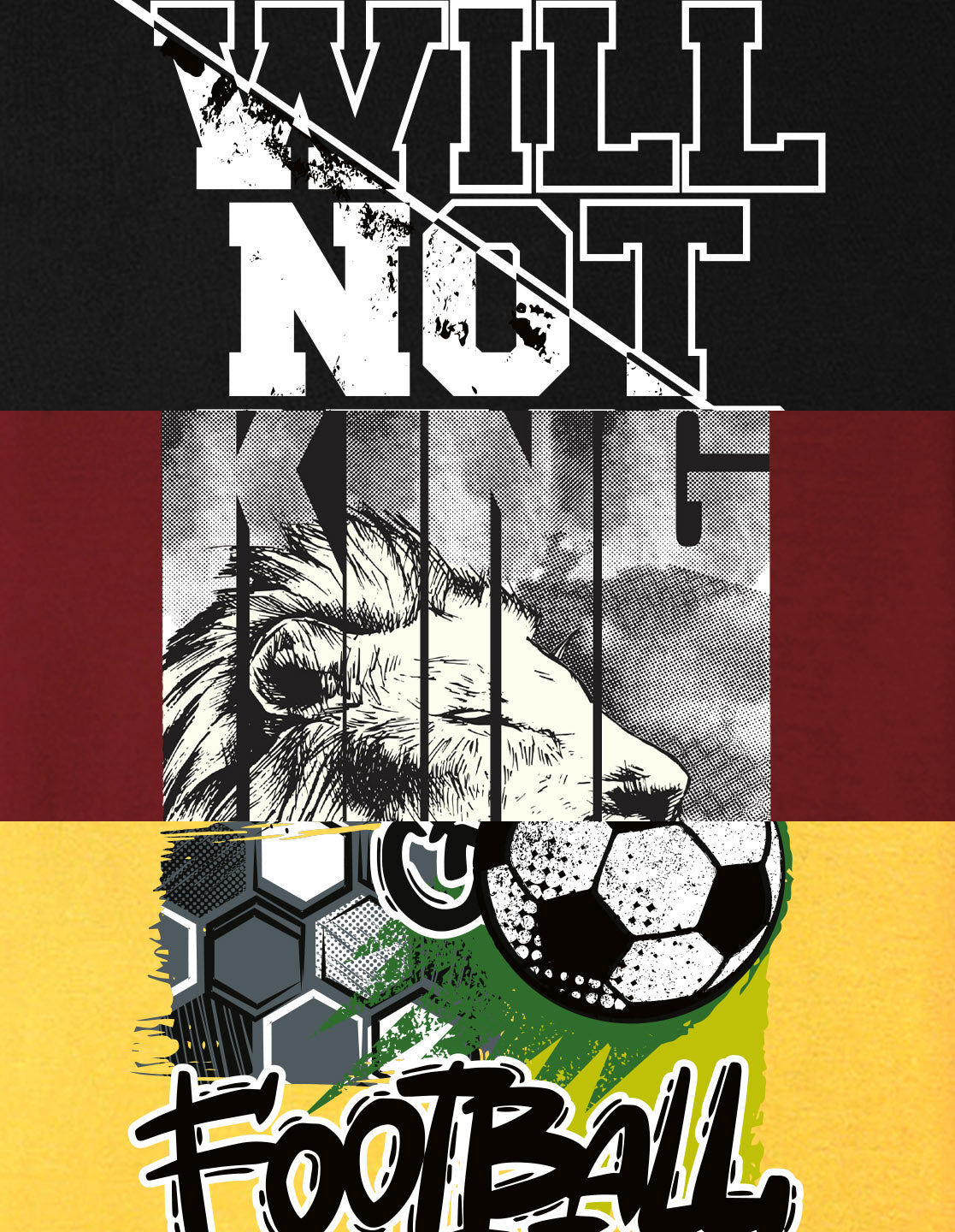 Nusyl Boys Wine & Black & Yellow Football & Text Printed Oversized T-Shirt - Pack of 3