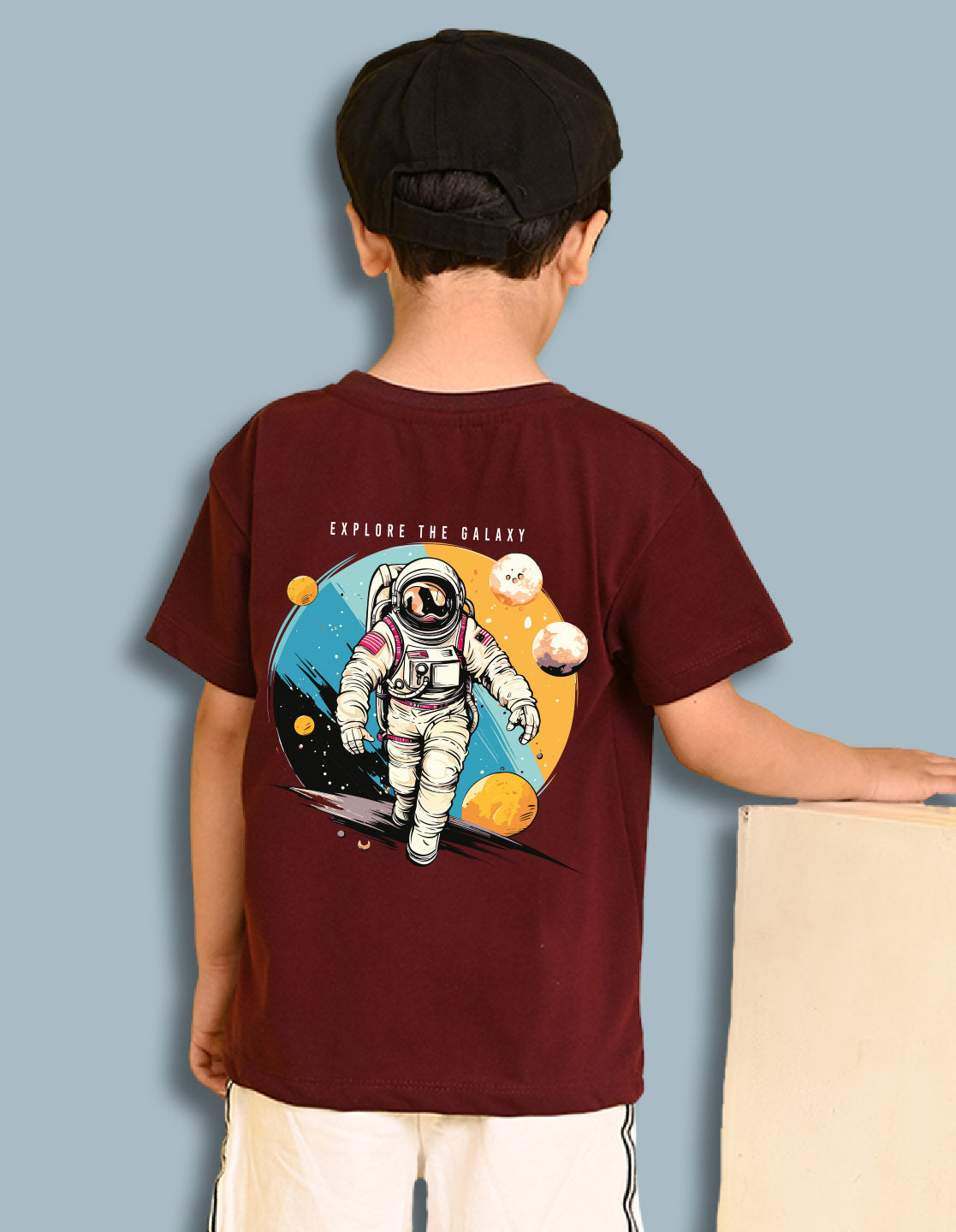 Nusyl Boys Wine & Yellow & Hot Pink Monkey & Text Printed Oversized T-Shirt - Pack of 3