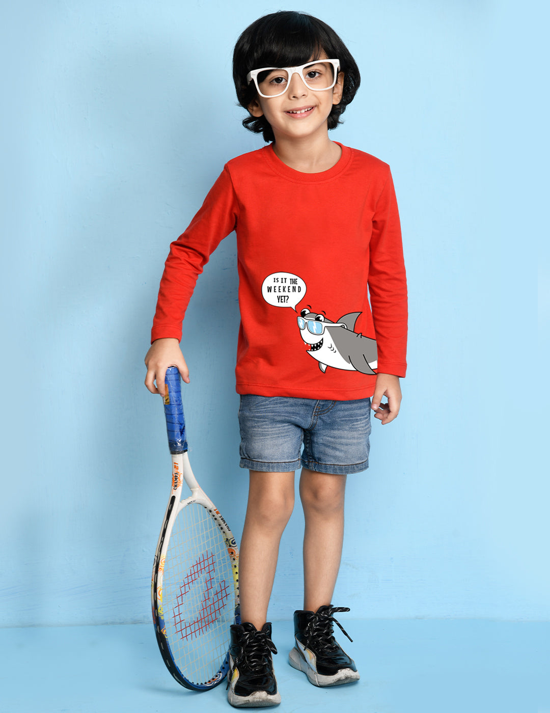 Nusyl Red Biowashed Cotton Full Sleeve T-shirt
