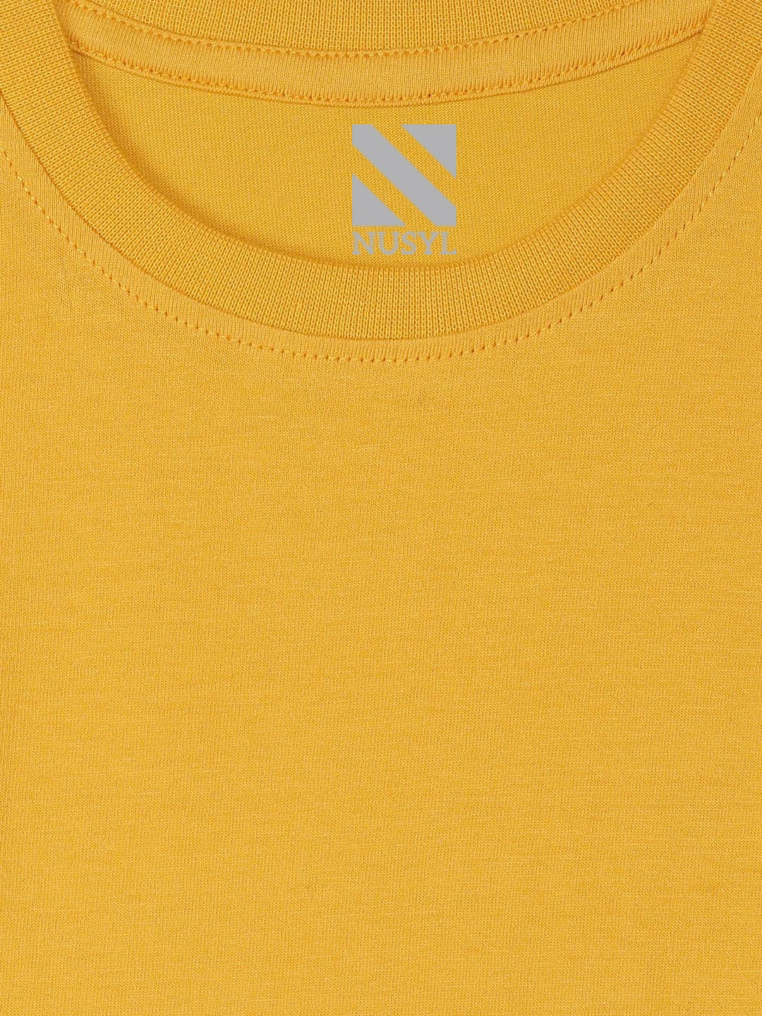 Nusyl Yellow Biowashed Cotton Full Sleeve T-shirt