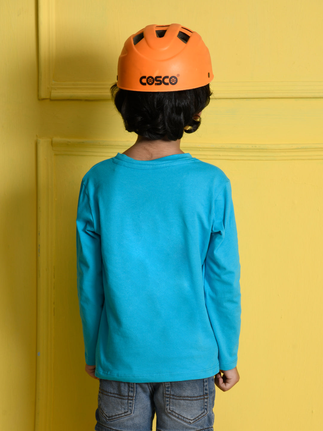 Nusyl Sky Blue Biowashed Cotton Full Sleeve T-shirt