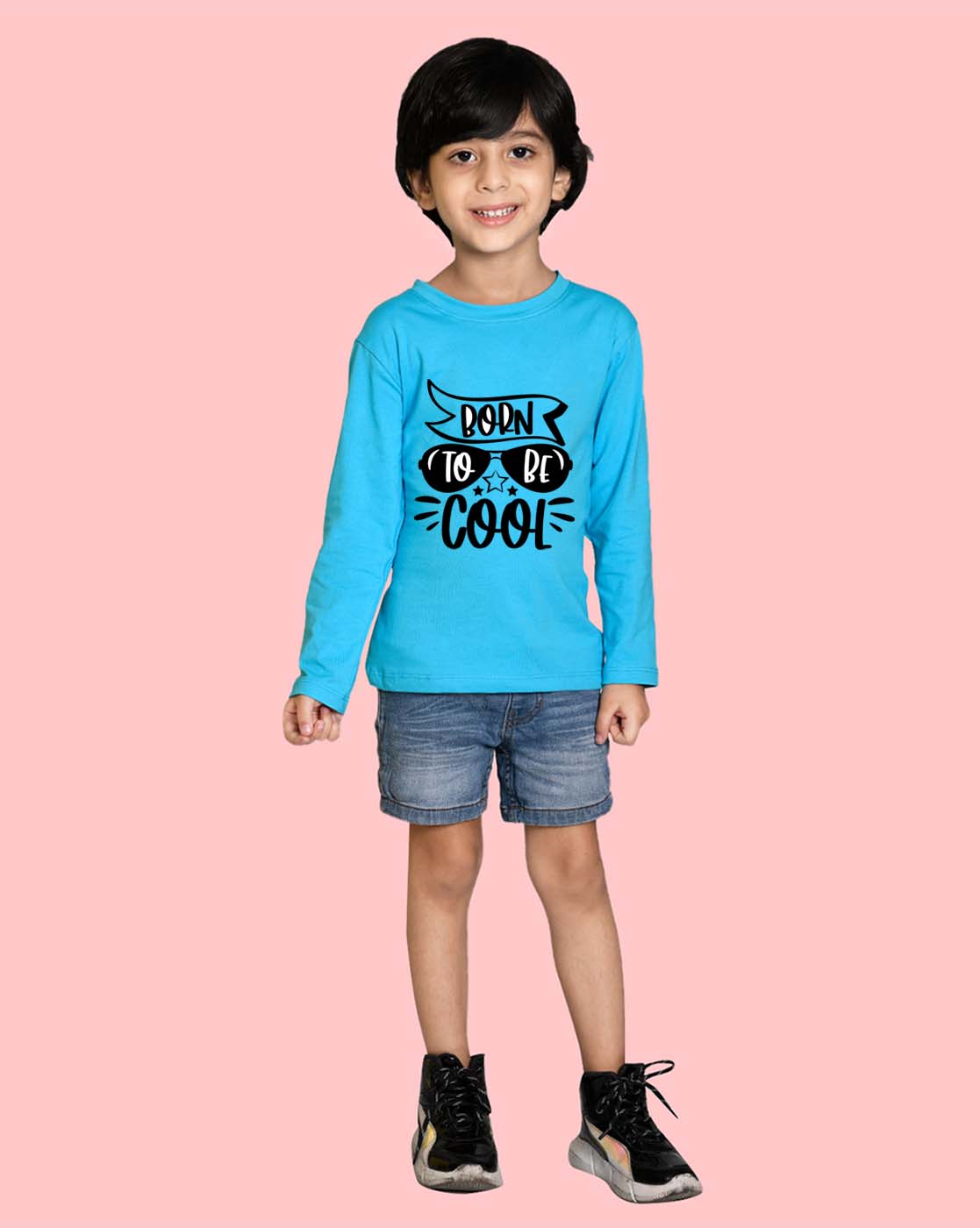 Nusyl Boys Blue Cool Graphic Printed Full sleeve T-Shirt