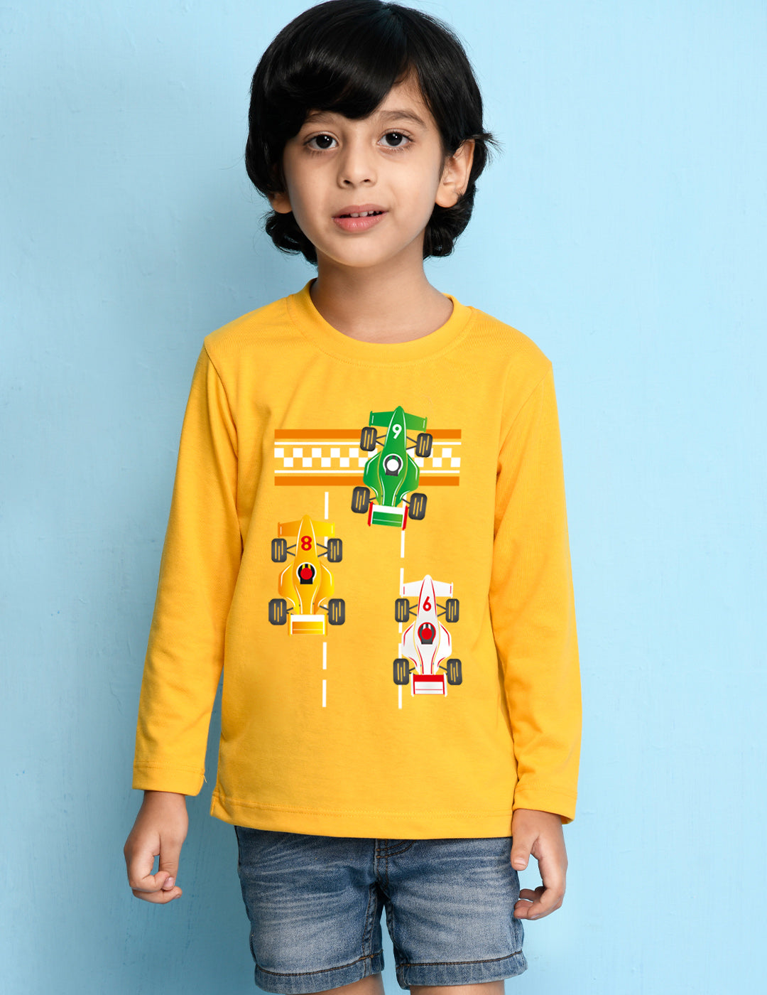 Nusyl Yellow Biowashed Cotton Full Sleeve T-shirt