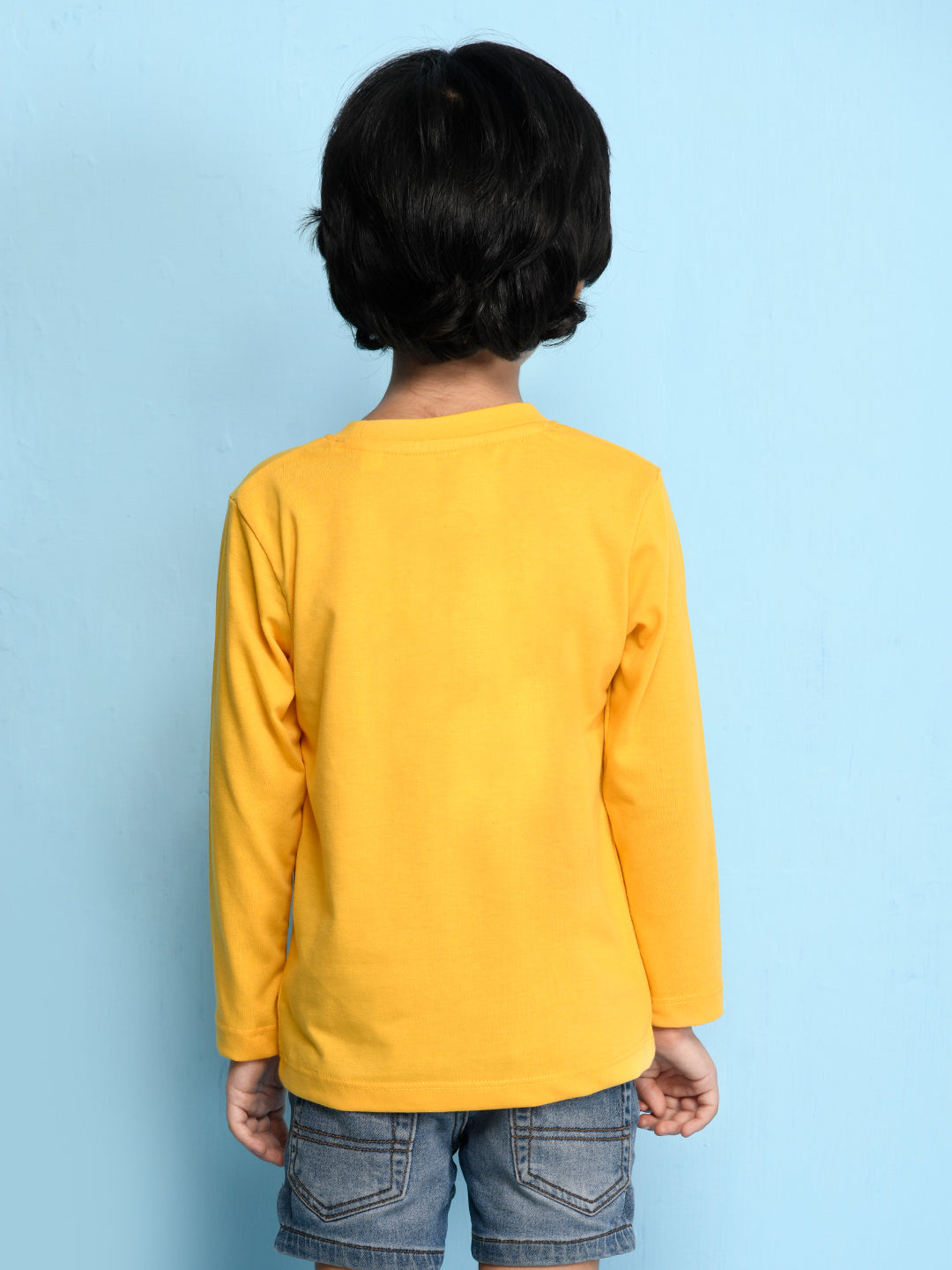 Nusyl Yellow Biowashed Cotton Full Sleeve T-shirt