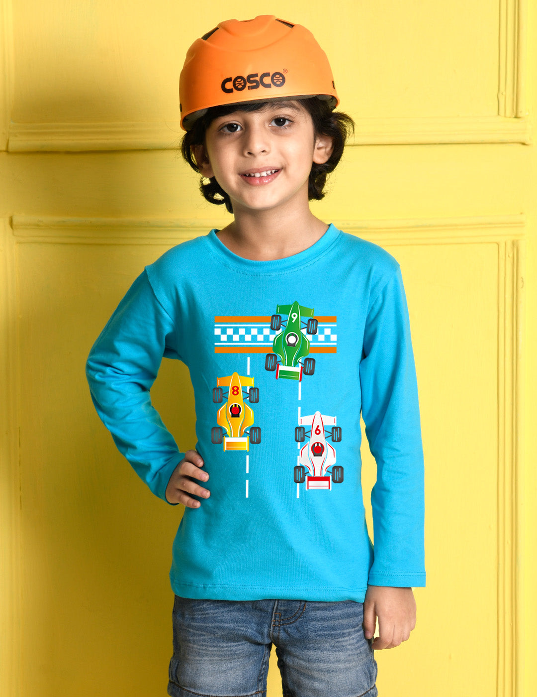 Nusyl Sky Blue Biowashed Cotton Full Sleeve T-shirt