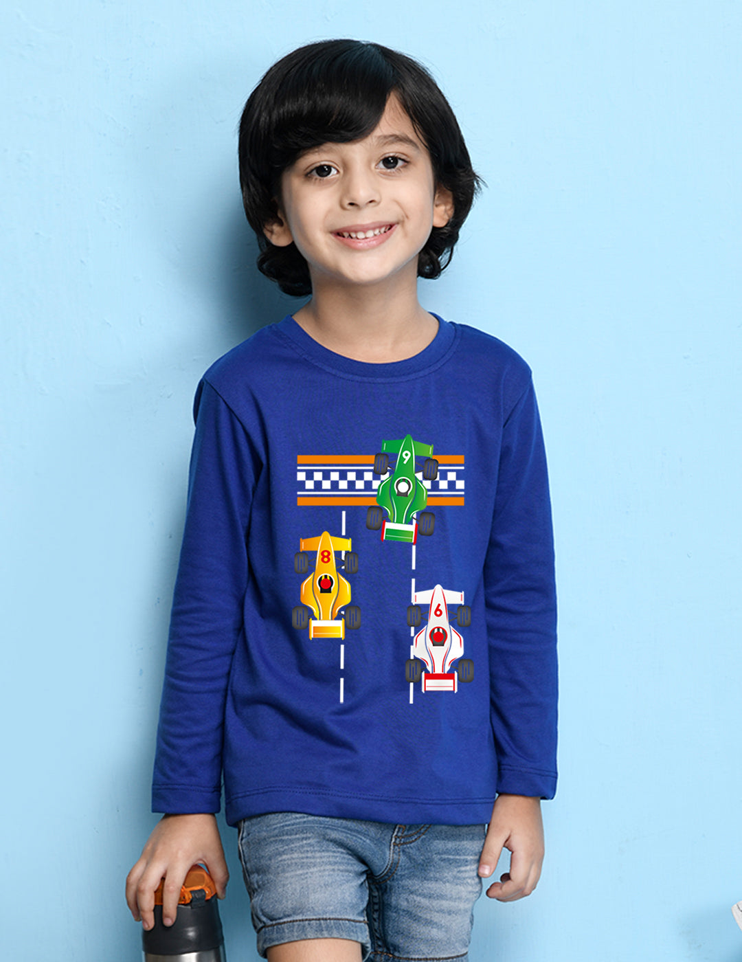 Nusyl Royal Blue Biowashed Cotton Full Sleeve T-shirt