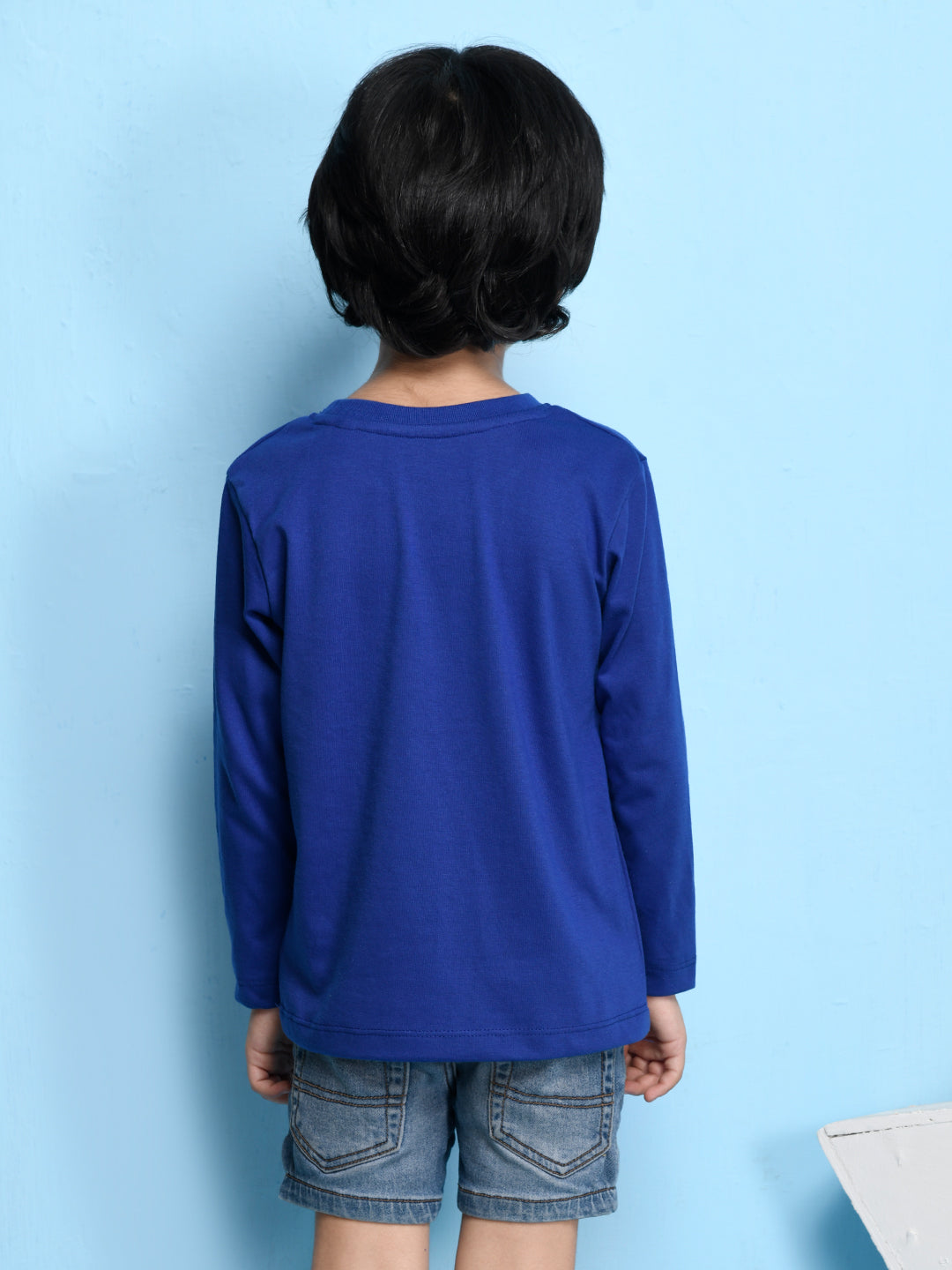 Nusyl Royal Blue Biowashed Cotton Full Sleeve T-shirt