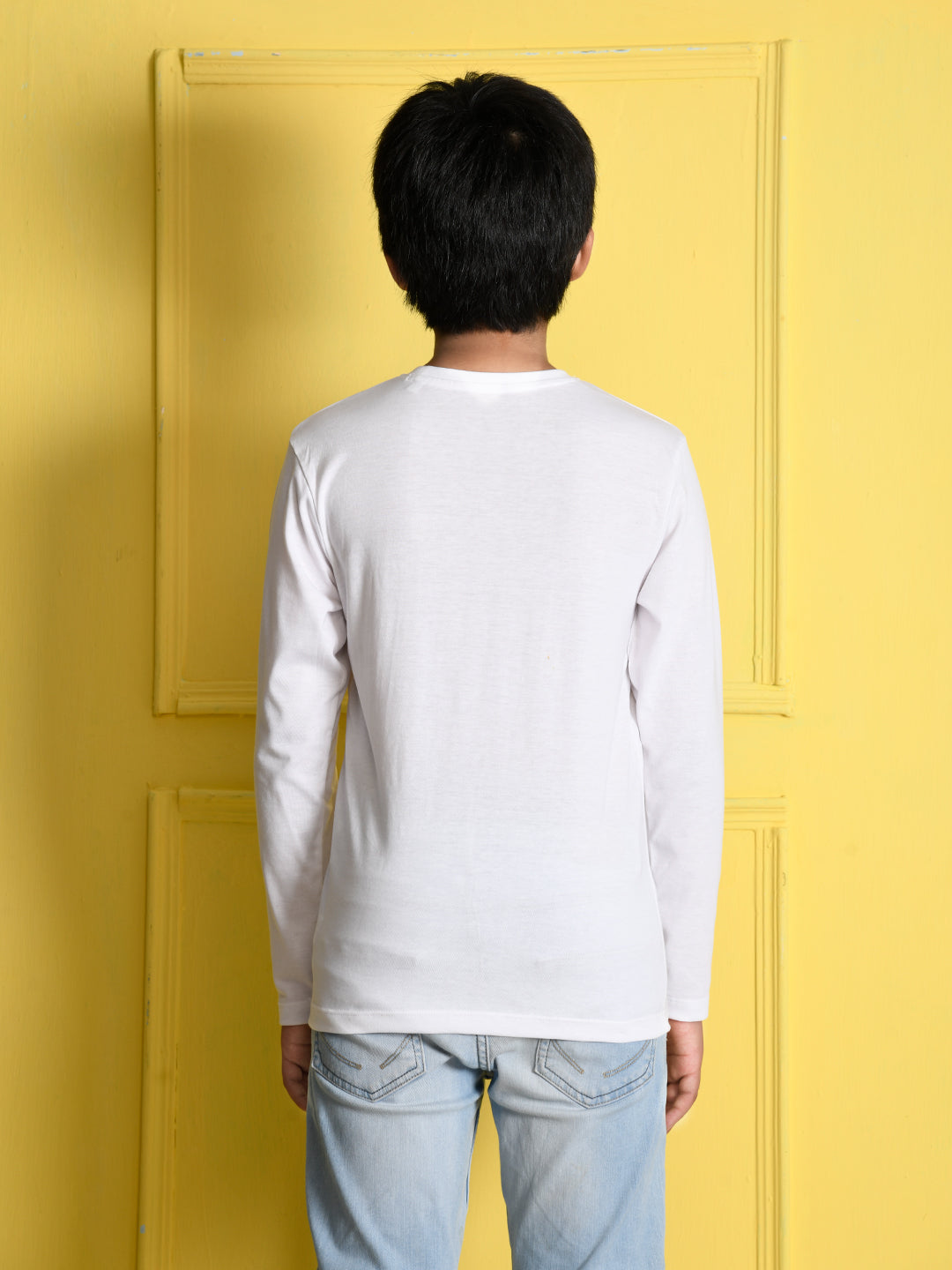 Nusyl White Biowashed Cotton Full Sleeve T-shirt