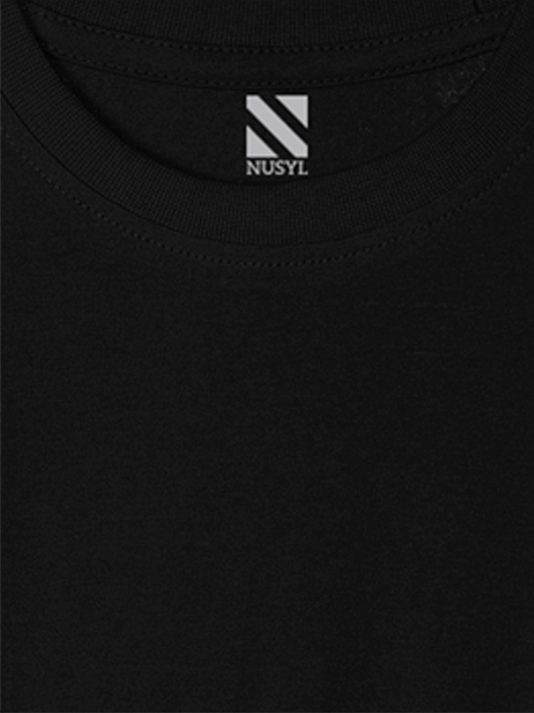 Nusyl Black Biowashed Cotton Full Sleeve T-shirt
