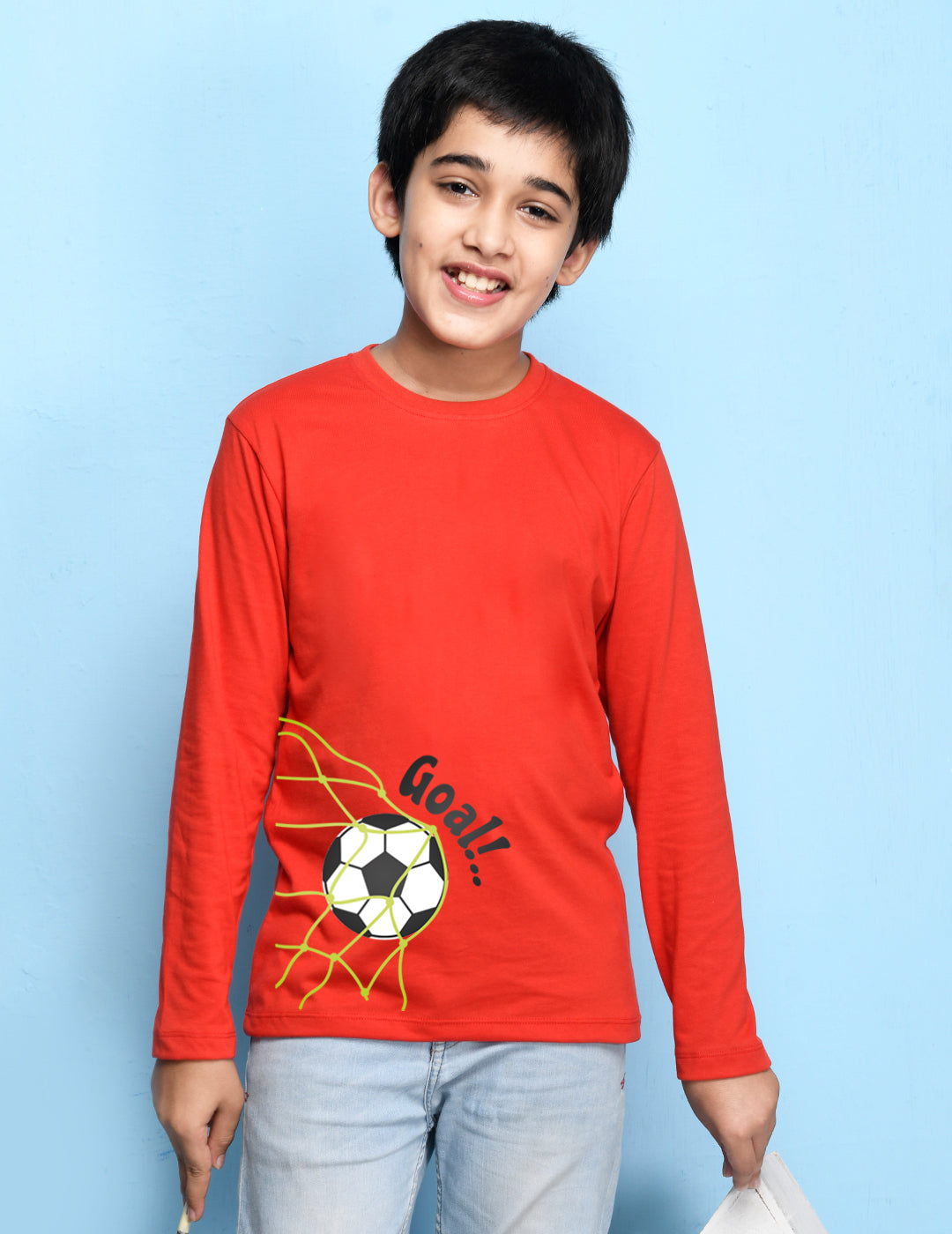 Nusyl Red Biowashed Cotton Full Sleeve T-shirt