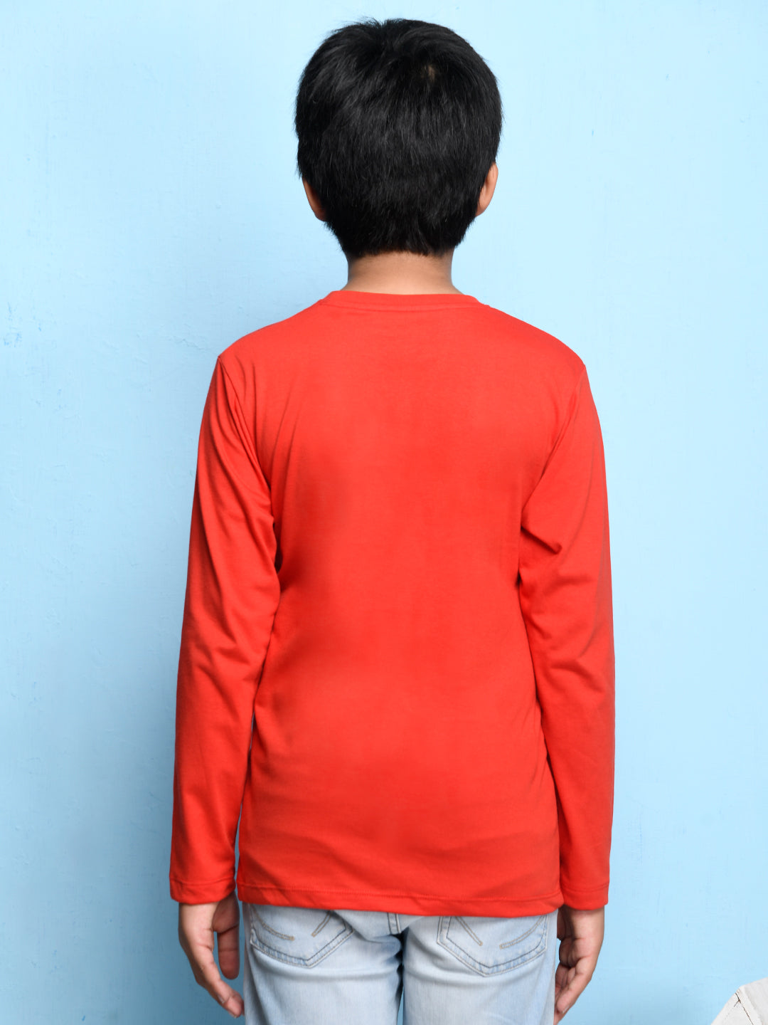 Nusyl Red Biowashed Cotton Full Sleeve T-shirt
