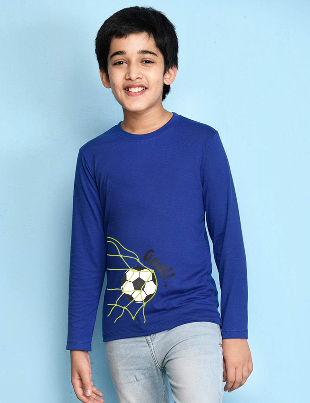 Nusyl Royal Blue Biowashed Cotton Full Sleeve T-shirt