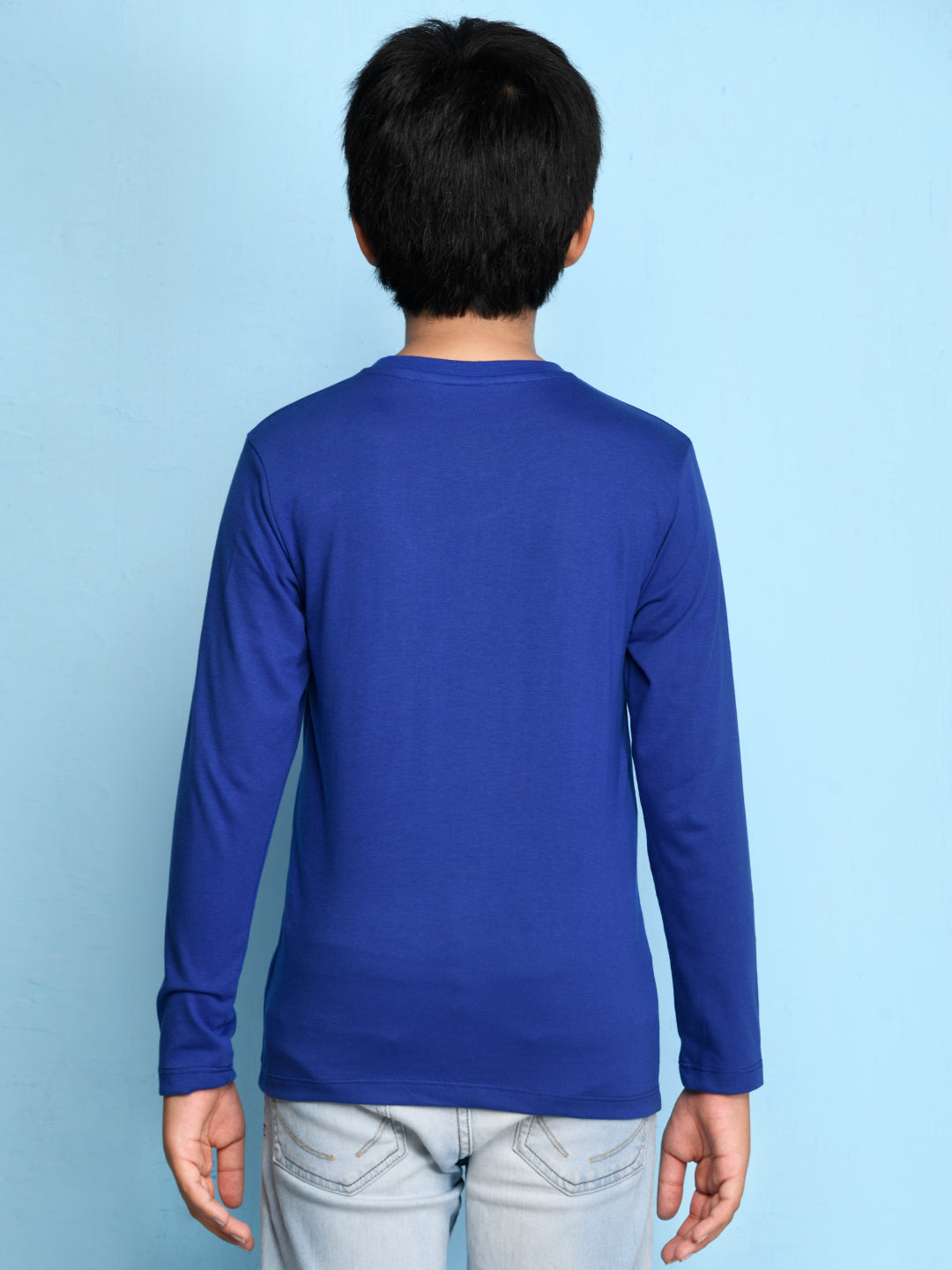 Nusyl Royal Blue Biowashed Cotton Full Sleeve T-shirt