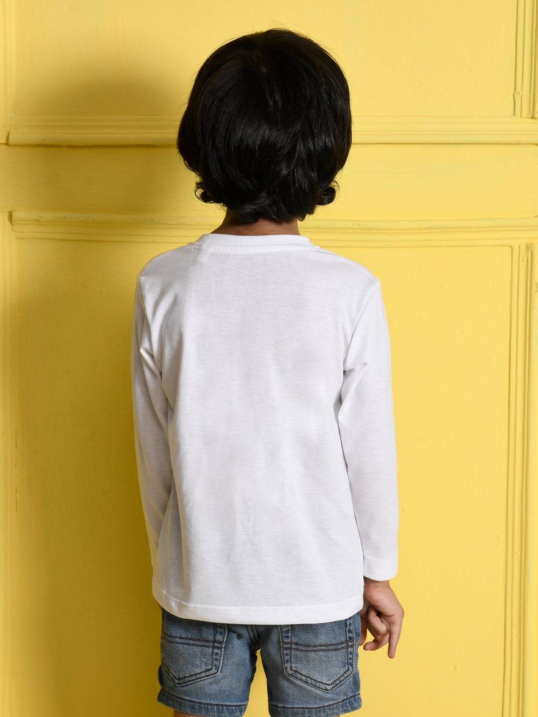 Nusyl White Biowashed Cotton Full Sleeve T-shirt