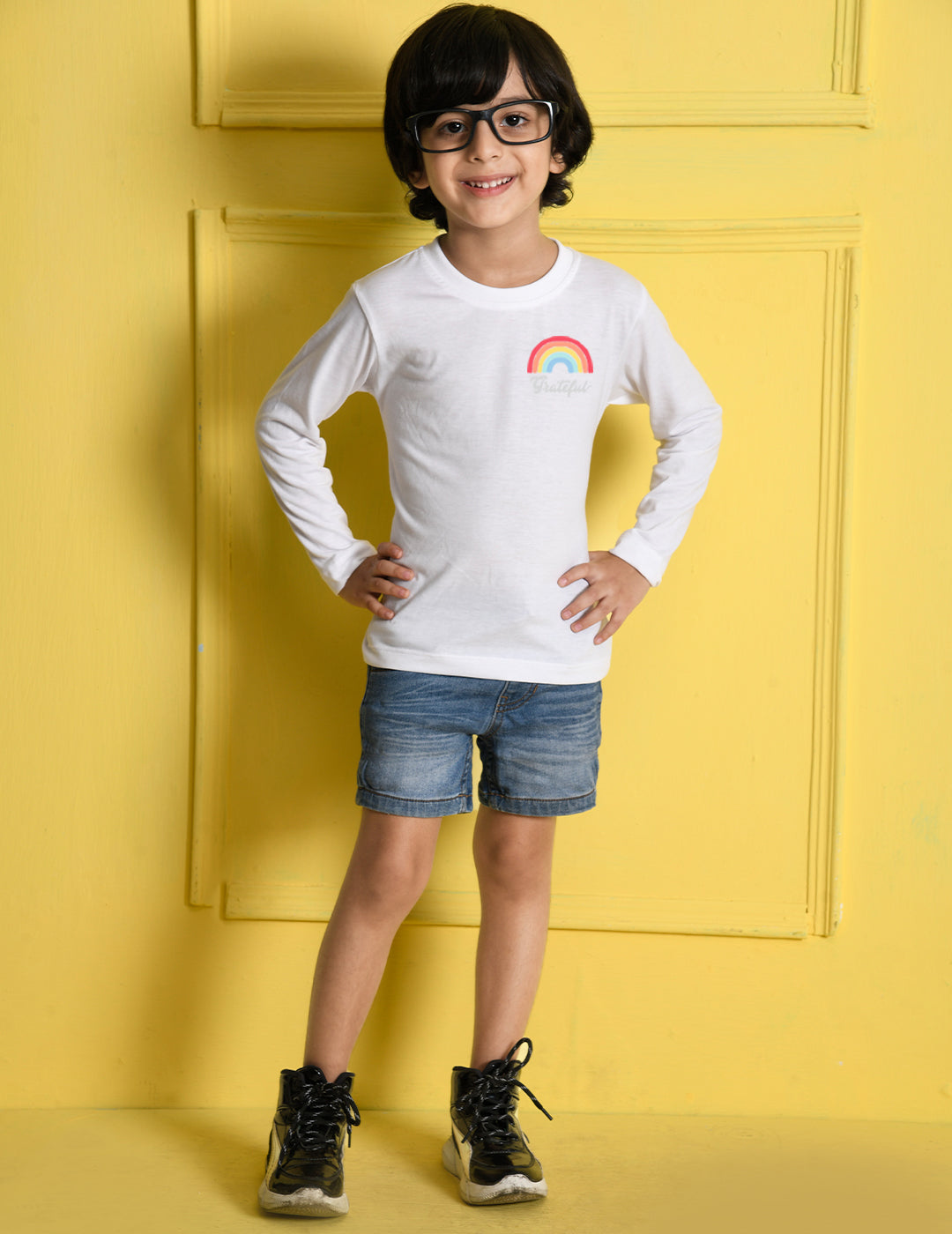 Nusyl White Biowashed Cotton Full Sleeve T-shirt