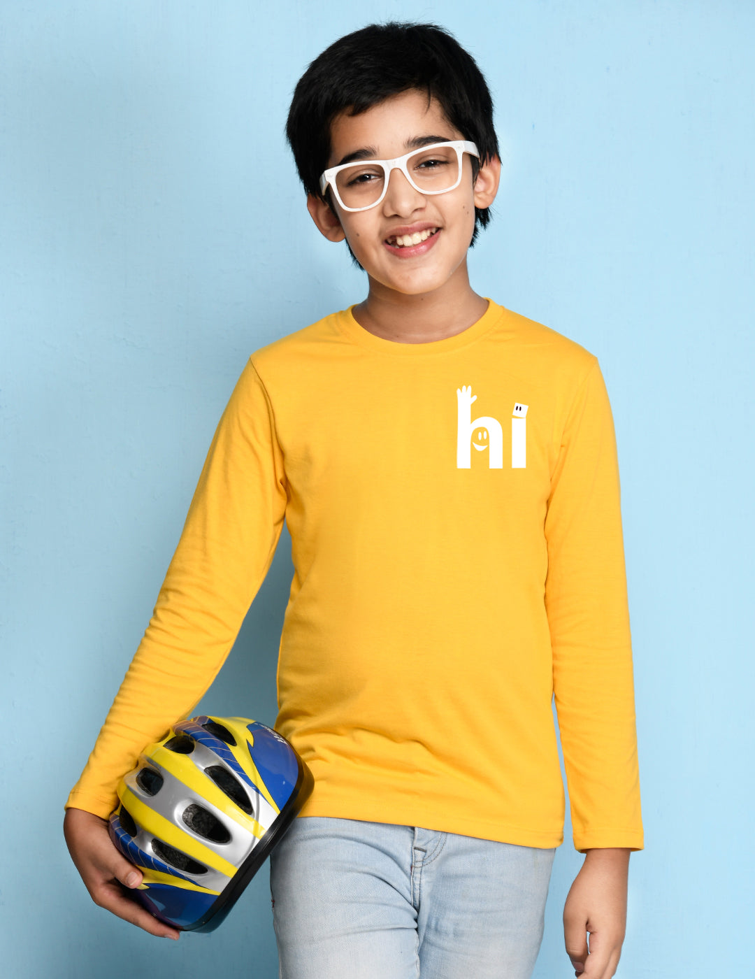 Nusyl Yellow Biowashed Cotton Full Sleeve T-shirt