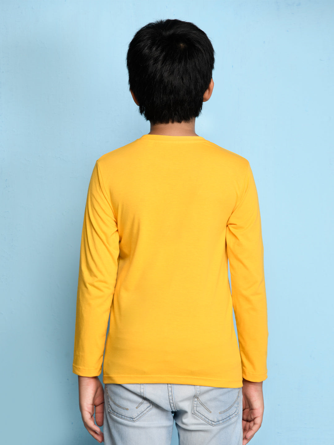 Nusyl Yellow Biowashed Cotton Full Sleeve T-shirt