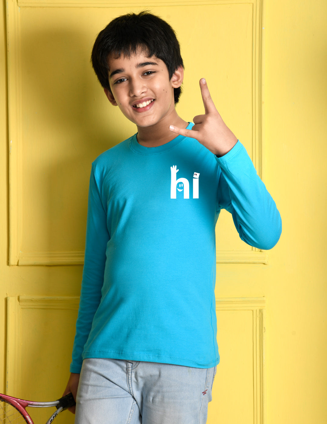 Nusyl Sky Blue Biowashed Cotton Full Sleeve T-shirt