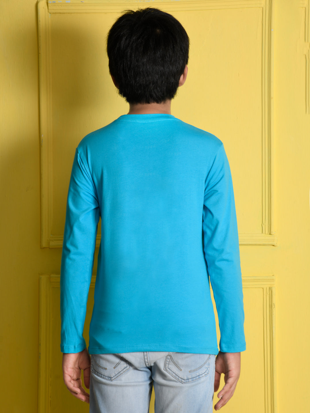 Nusyl Sky Blue Biowashed Cotton Full Sleeve T-shirt