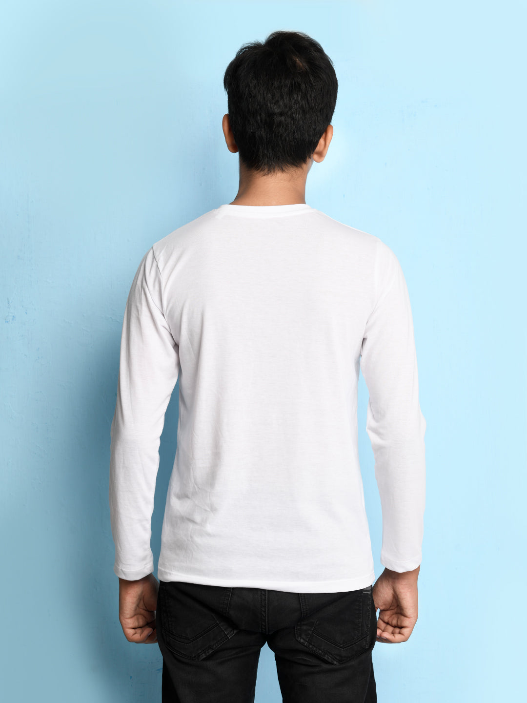 Nusyl White Biowashed Cotton Full Sleeve T-shirt