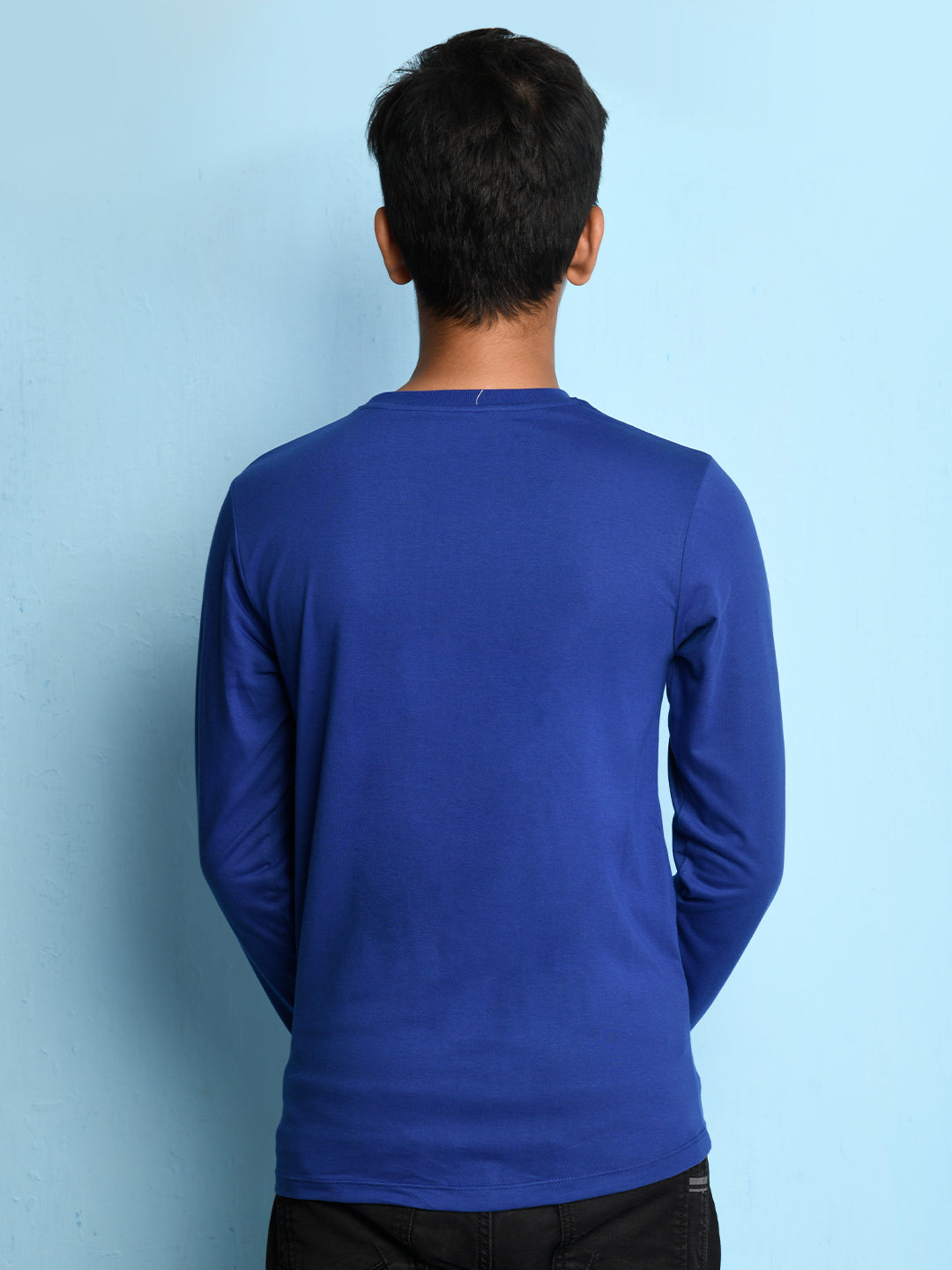 Nusyl Royal Blue Biowashed Cotton Full Sleeve T-shirt