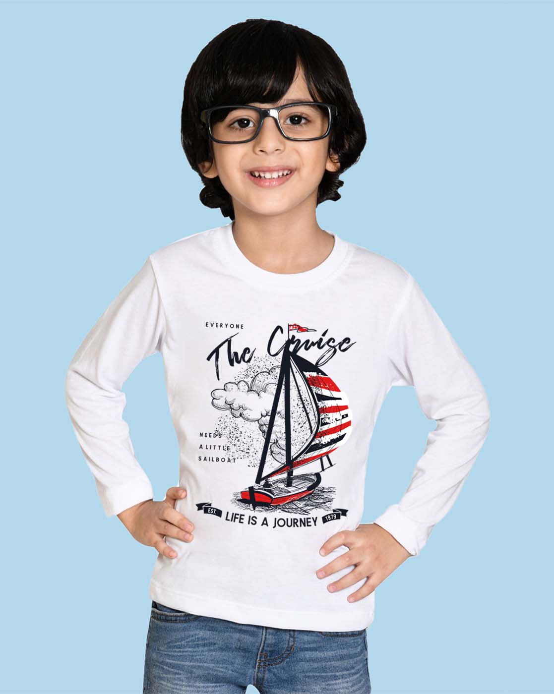 Nusyl Boys White Printed Full Sleeve T-Shirt-NUBCTSF0638.1