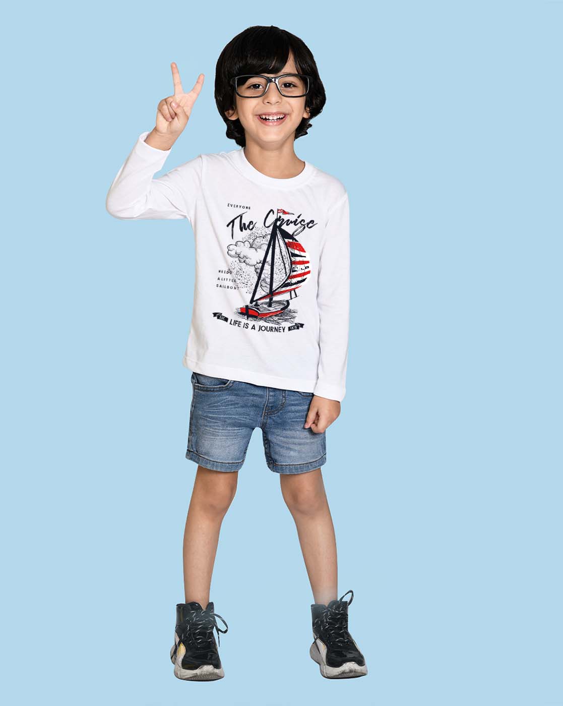 Nusyl Boys White Printed Full Sleeve T-Shirt-NUBCTSF0638.1
