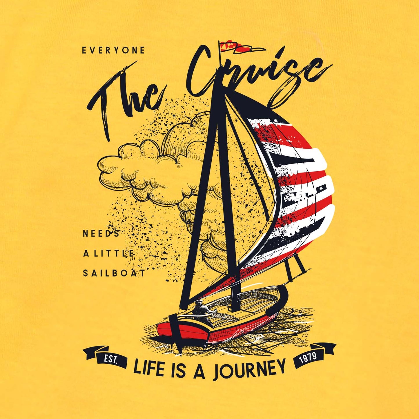 Nusyl Yellow Boat & Text Printed Full Sleeve Cotton T-Shirts for Boys