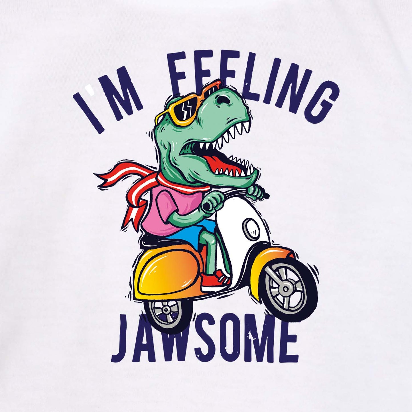 Nusyl White Dinosaur Printed Full Sleeve Cotton T-Shirts for Boys