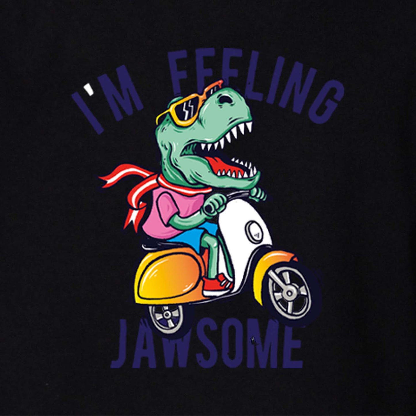 Nusyl Black Dinosaur Printed Full Sleeve Cotton T-Shirts for Boys