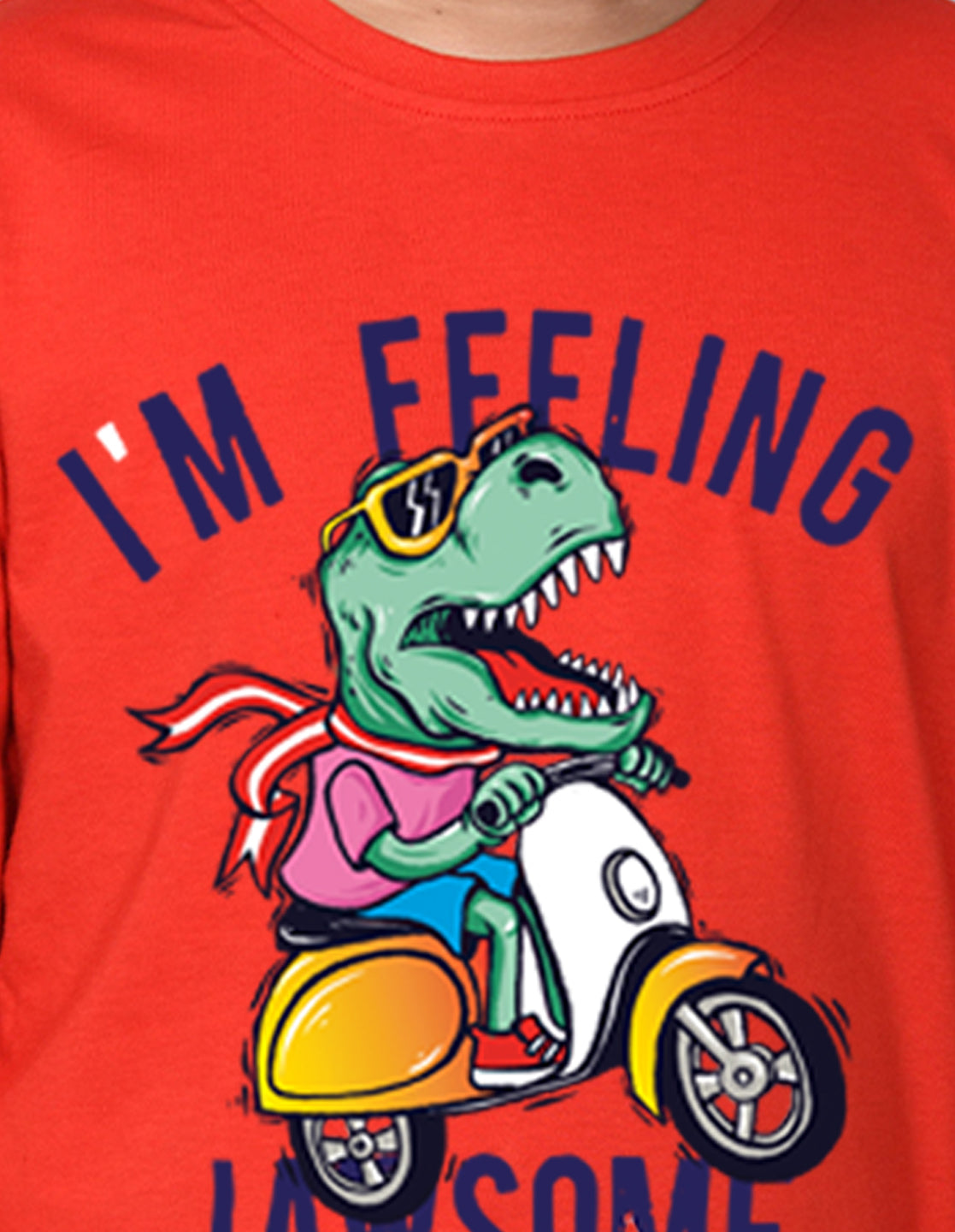 NUSYL Boy's Red I'm Feeling Text Printed Regular Fit T-Shirt