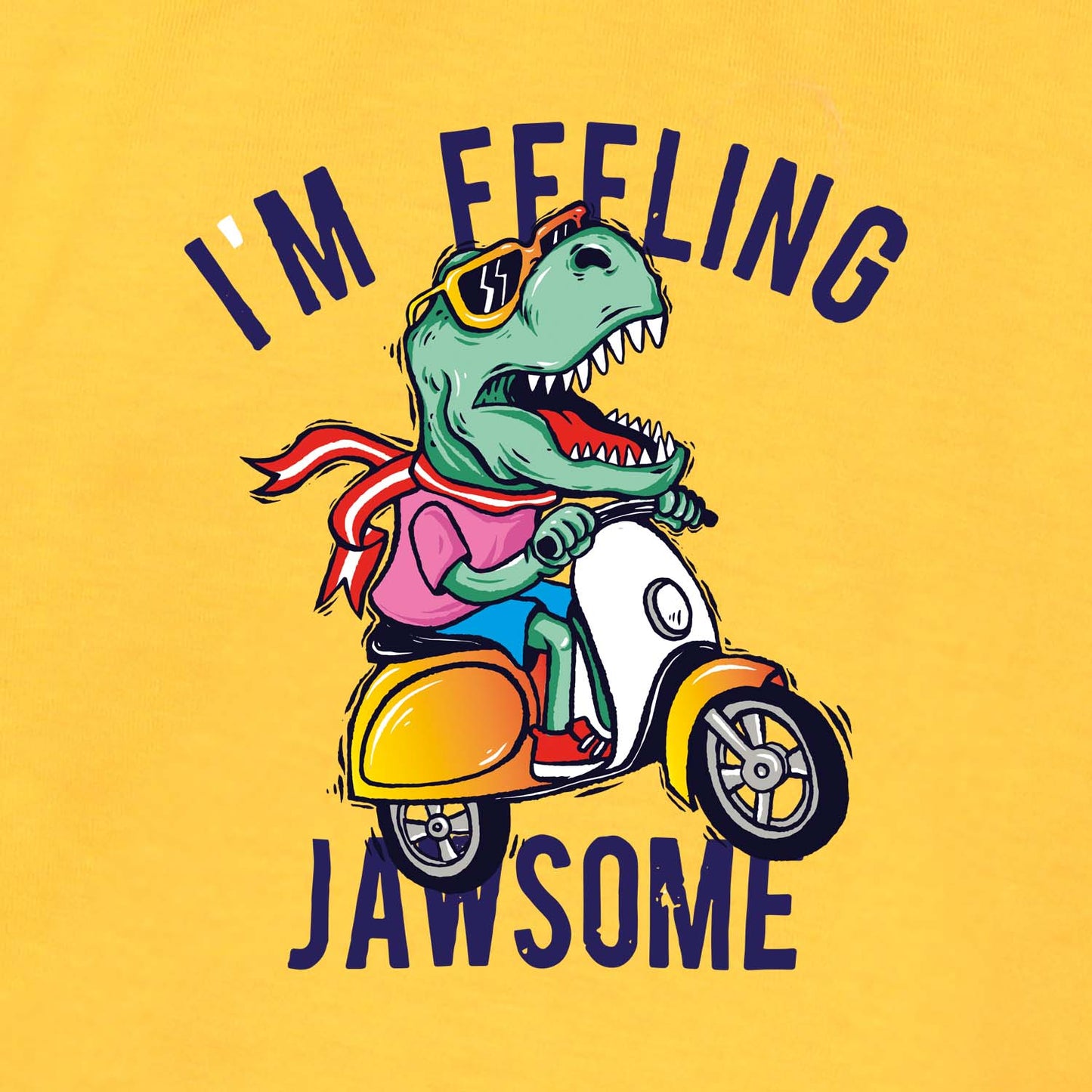 Nusyl Yellow Dinosaur Printed Full Sleeve Cotton T-Shirts for Boys