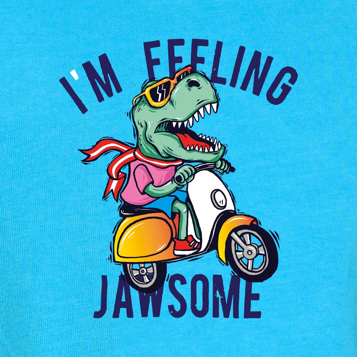 Nusyl Sky Blue Dinosaur Printed Full Sleeve Cotton T-Shirts for Boys