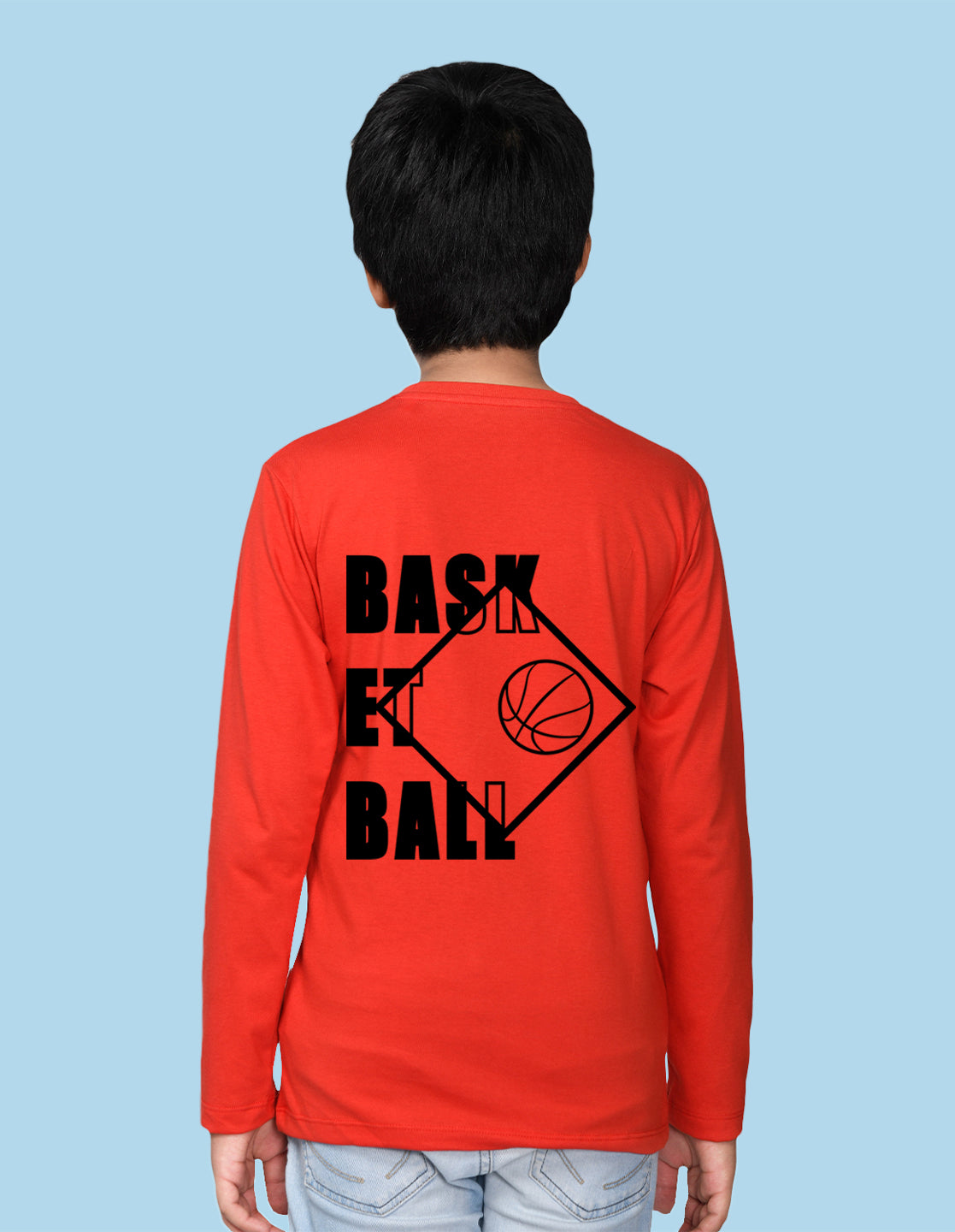 NUSYL Boy's Red Basketball Text Printed Regular Fit T-Shirt