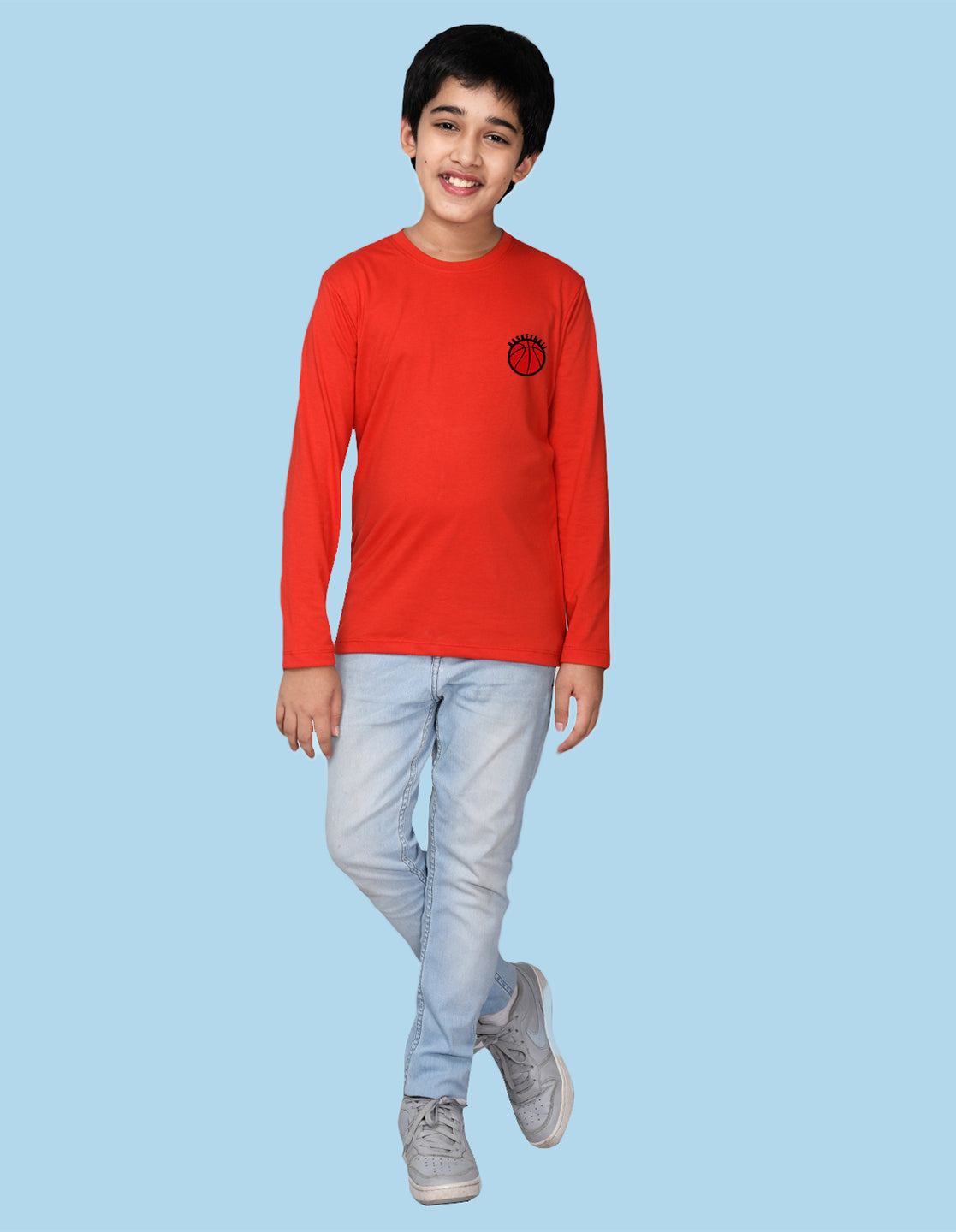 NUSYL Boy's Red Basketball Text Printed Regular Fit T-Shirt