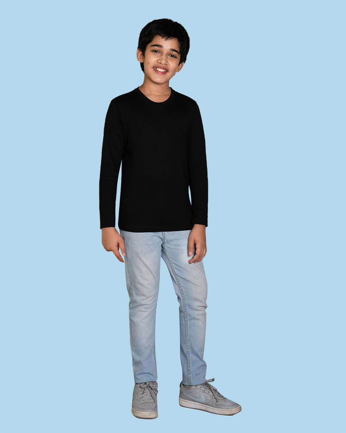 Nusyl Black Kinda sus Text Printed Full Sleeve Cotton T-Shirts for Boys