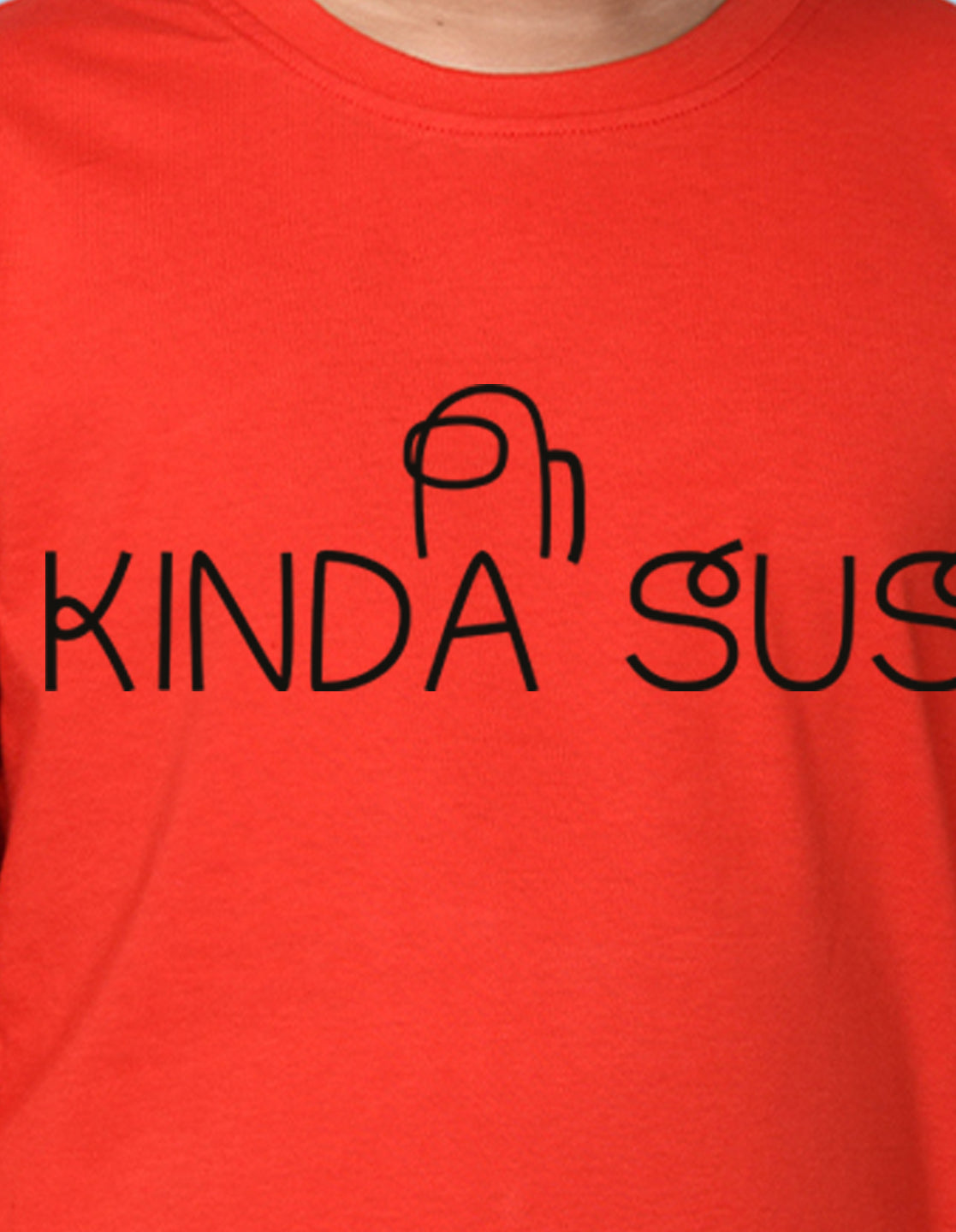 NUSYL Boy's Red Kinda Sus Text Printed Regular Fit T-Shirt