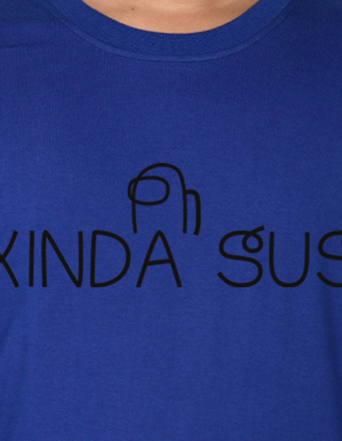 NUSYL Boy's Royal Blue Kinda Sus Text Printed Regular Fit T-Shirt