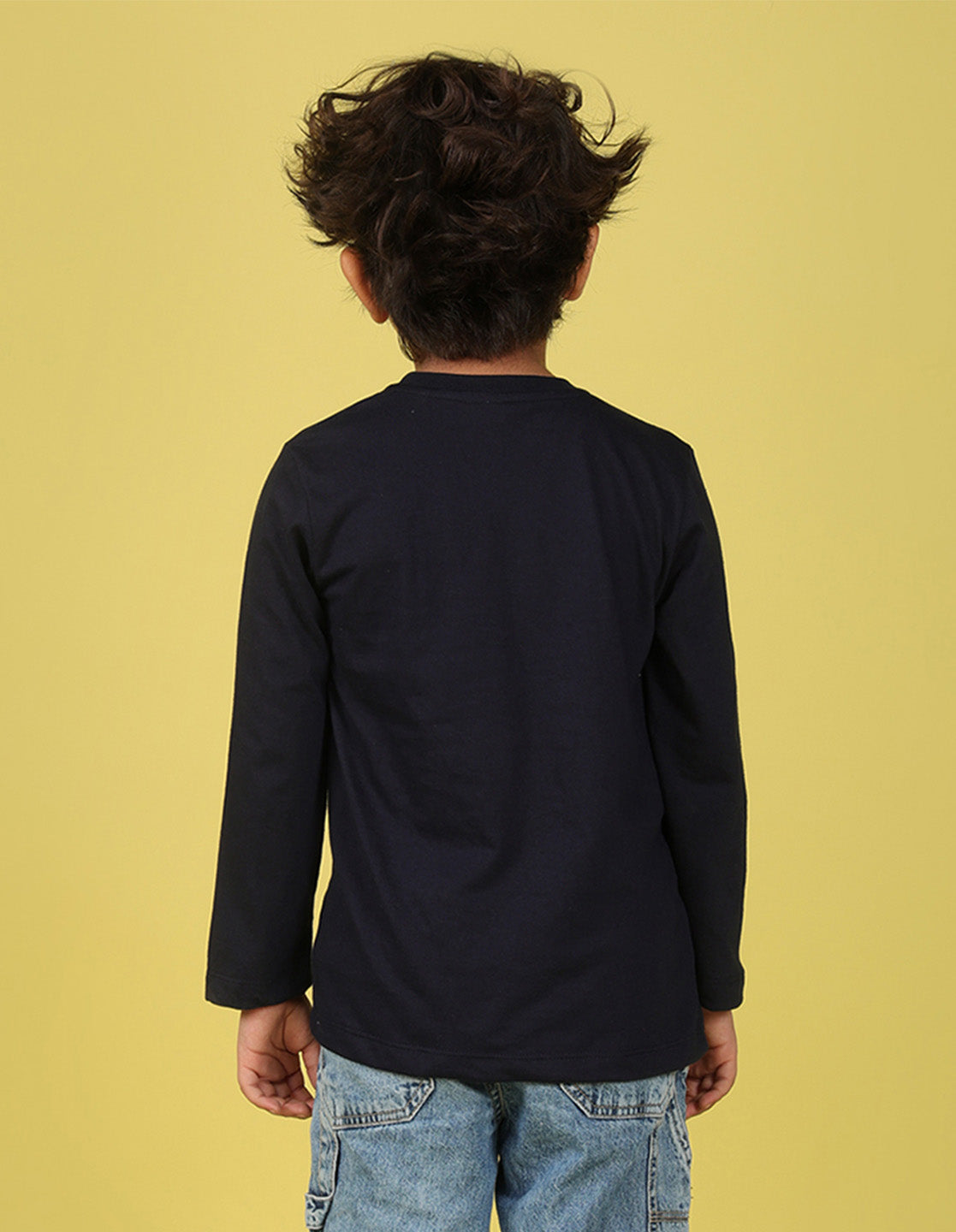 NUSYL Boy's Navy Blue Energy Loading Text Printed Full sleeves T-Shirt