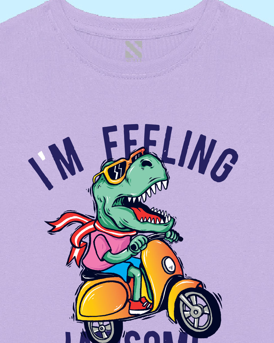 Nusyl Lilac Dinosaurs & Text Printed Boy's T-Shirt