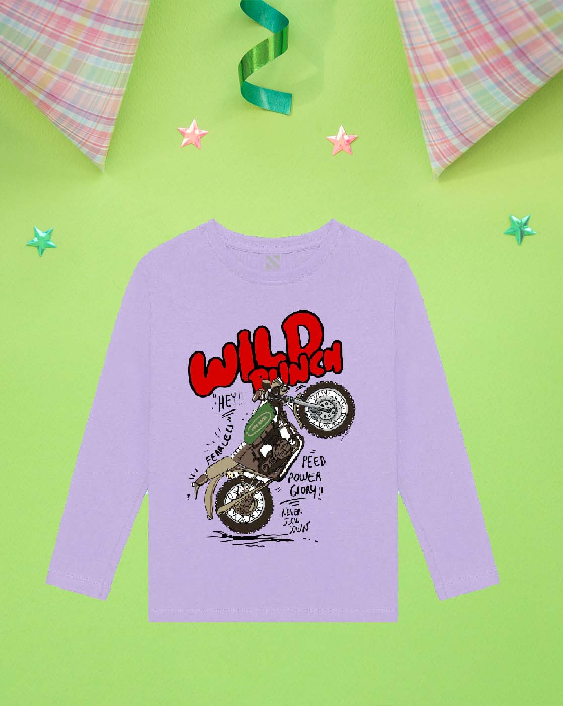 Nusyl Lilac Bike and text Printed Boy's T-Shirt