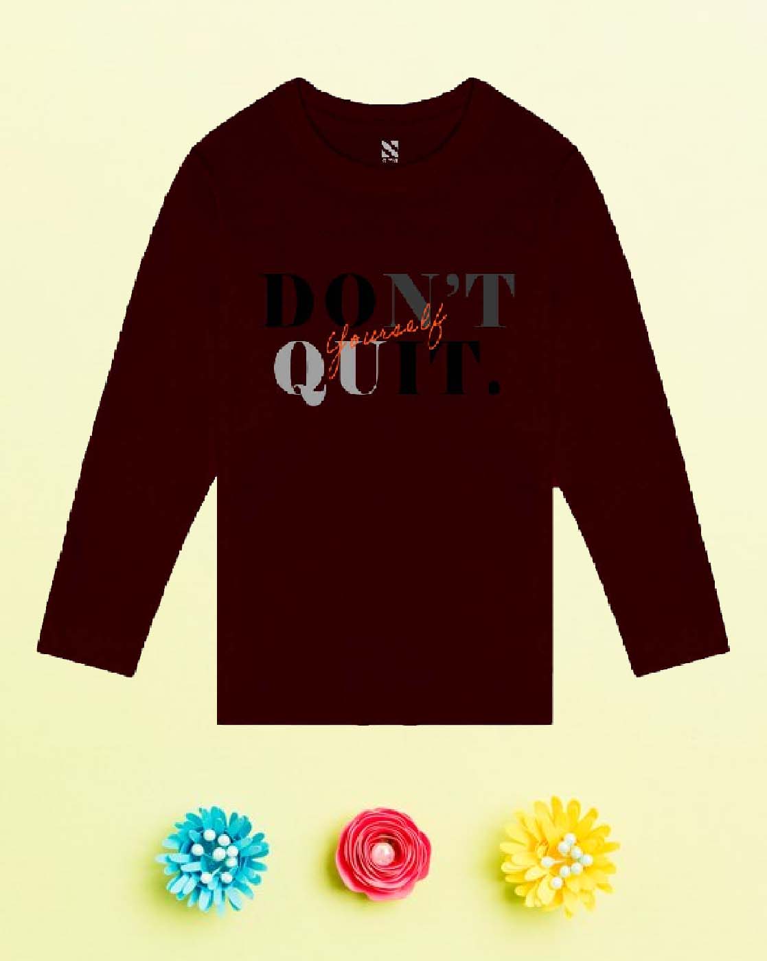 Nusyl Wine Don't Quit Text Printed Boy's T-Shirt