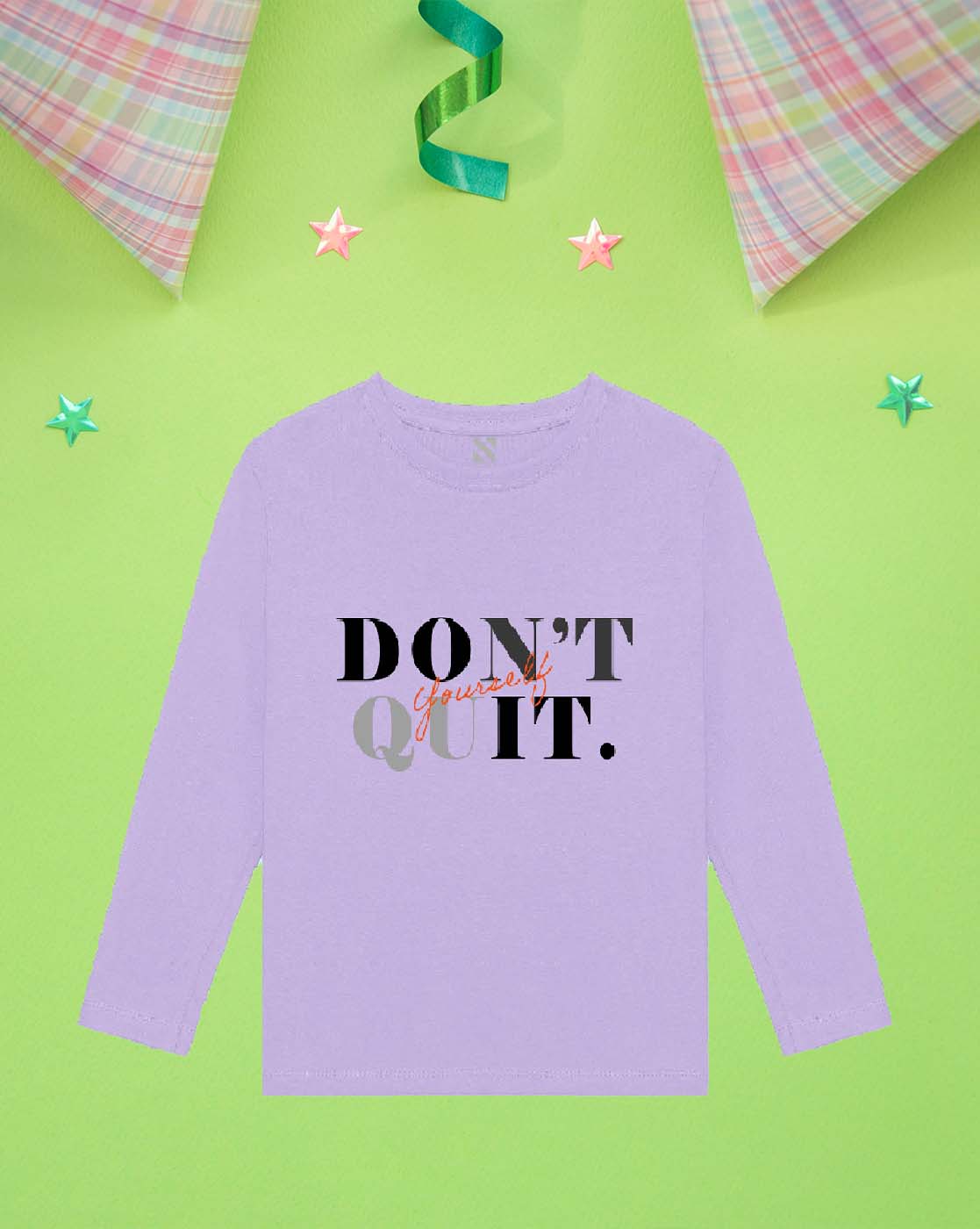 Nusyl Lilac Don't Quit Text Printed Boy's T-Shirt