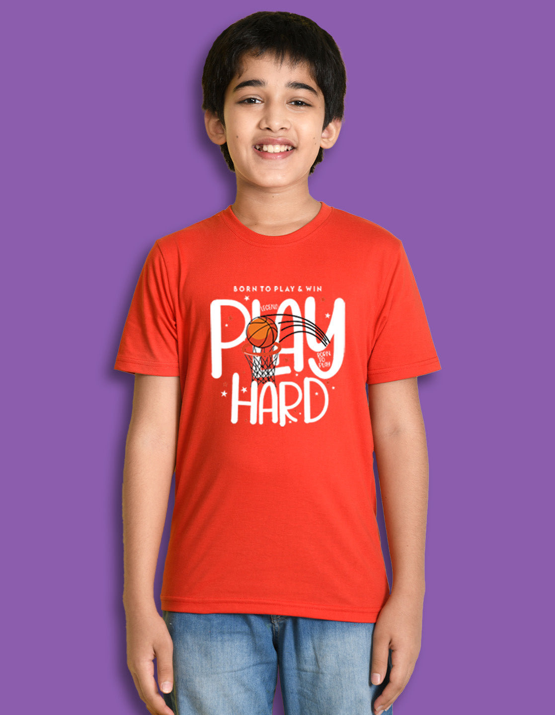 NUSYL Boys Red & Wine & Royal Blue Text Printed Half Sleeves T-shirt - Pack of 3