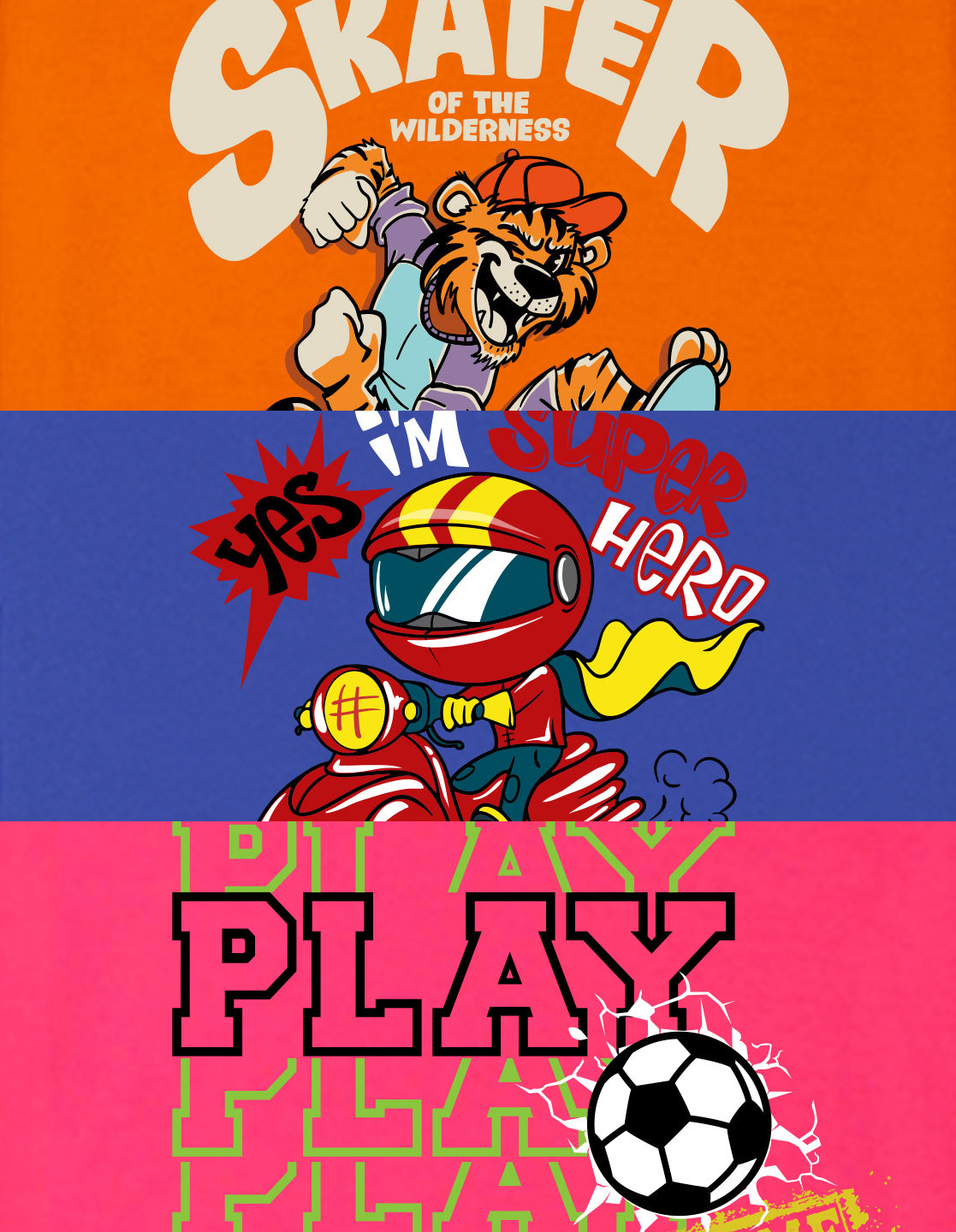 NUSYL Boys Navy Blue & Hot Pink & Orange Skater Text Printed Half Sleeves T-shirt - Pack of 3