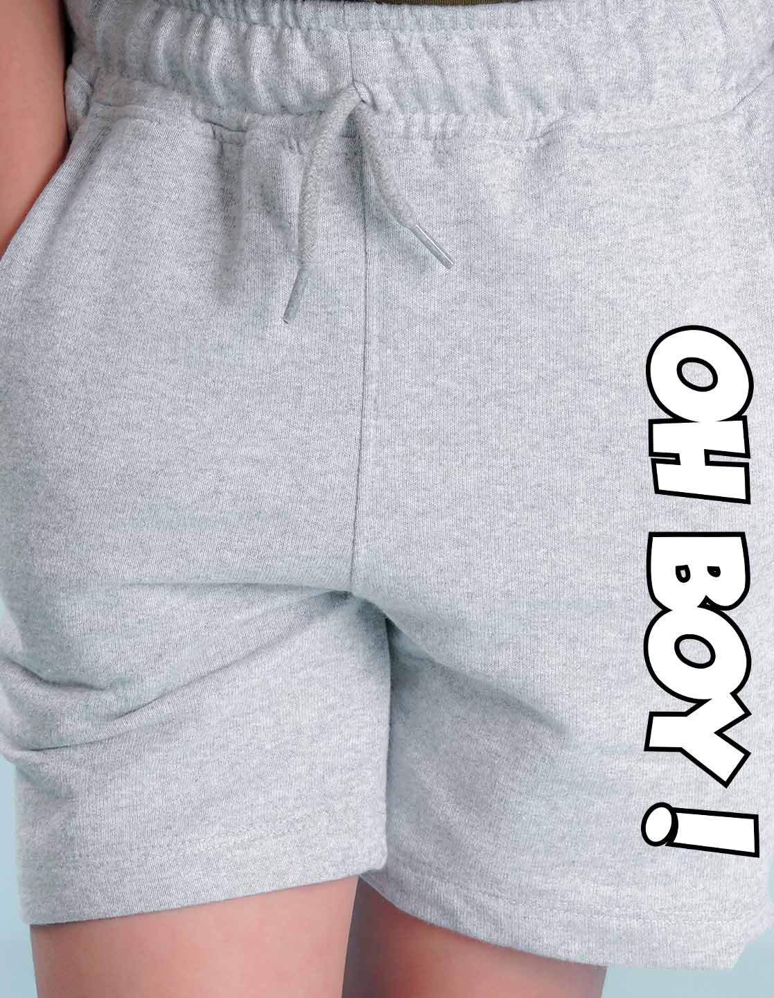 Nusyl Oh Boy Printed Grey Boys Shorts