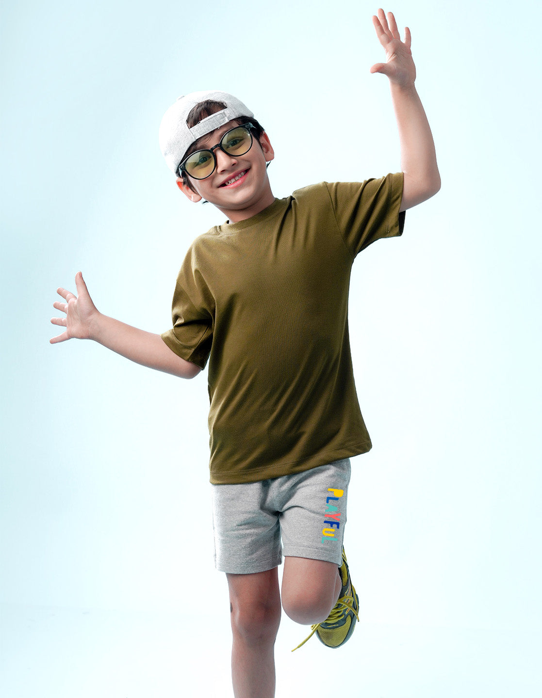 Nusyl Playful Printed Grey Boys Shorts