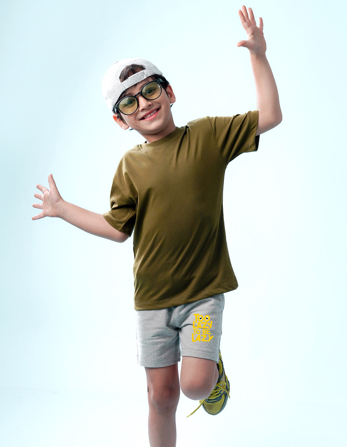 Nusyl Too Lazy Printed Grey Boys Shorts